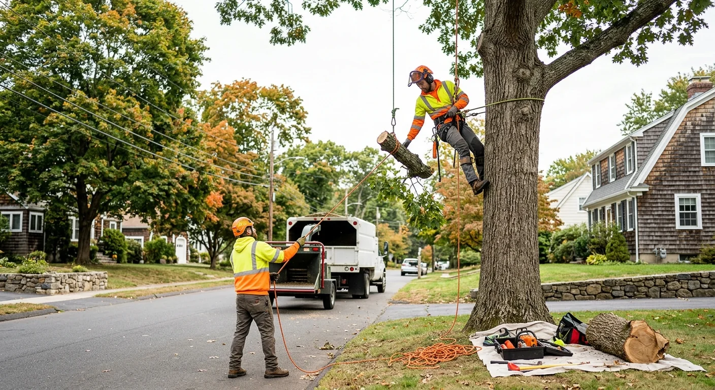 Track-mounted grinder removing a stump below grade in a Middletown backyard