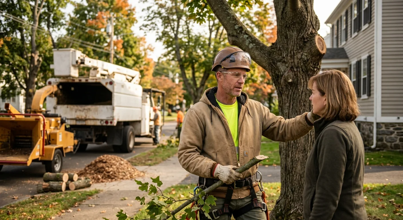 Split trunk union with included bark on a mature tree needing cabling support