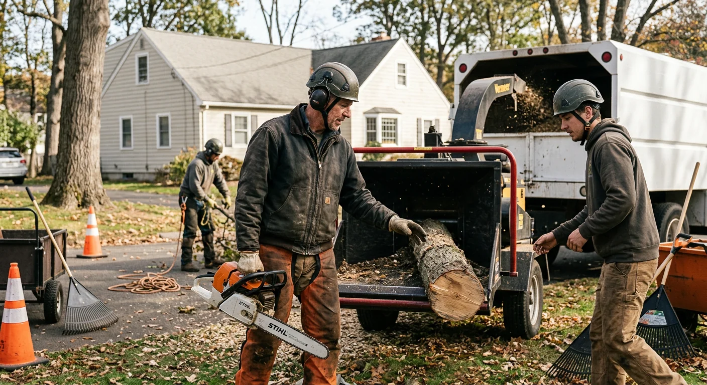 Tree service team member reviewing an estimate with a Middletown homeowner